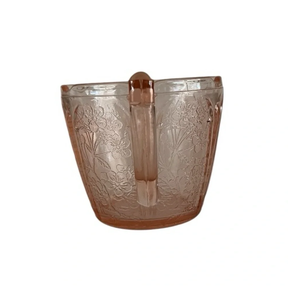 Vintage Pink Depression Glass Cherry Blossom Open Sugar